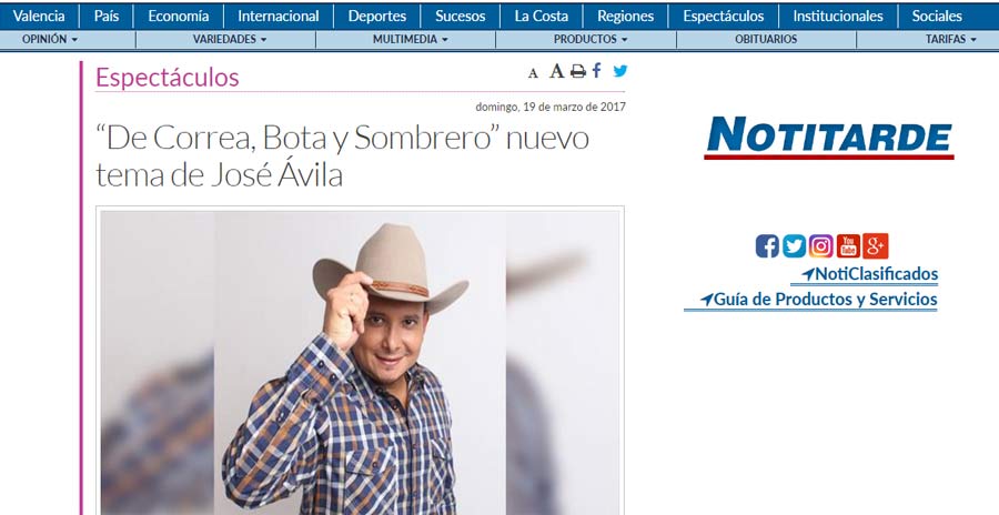En este momento estás viendo José Ávila presenta su sencillo “De Correa, Bota y Sombrero”